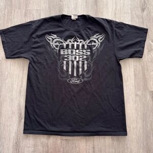 Ford Mustang Boss 302 T-Shirt Mens XL Black Short Sleeve Tribal Graphic Tee